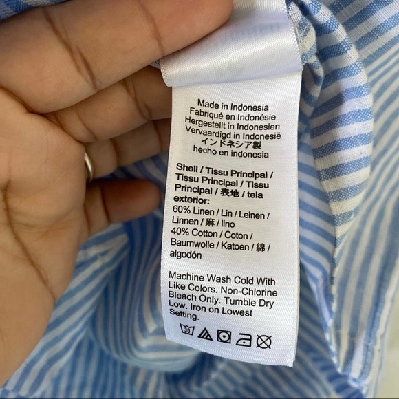 J Crew Cotton-linen beach romper blue/white stripe XS - Picture 8 of 9